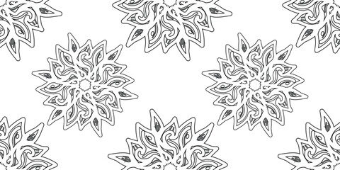 Printable seamless patten of flowers outline design for ornament decoration