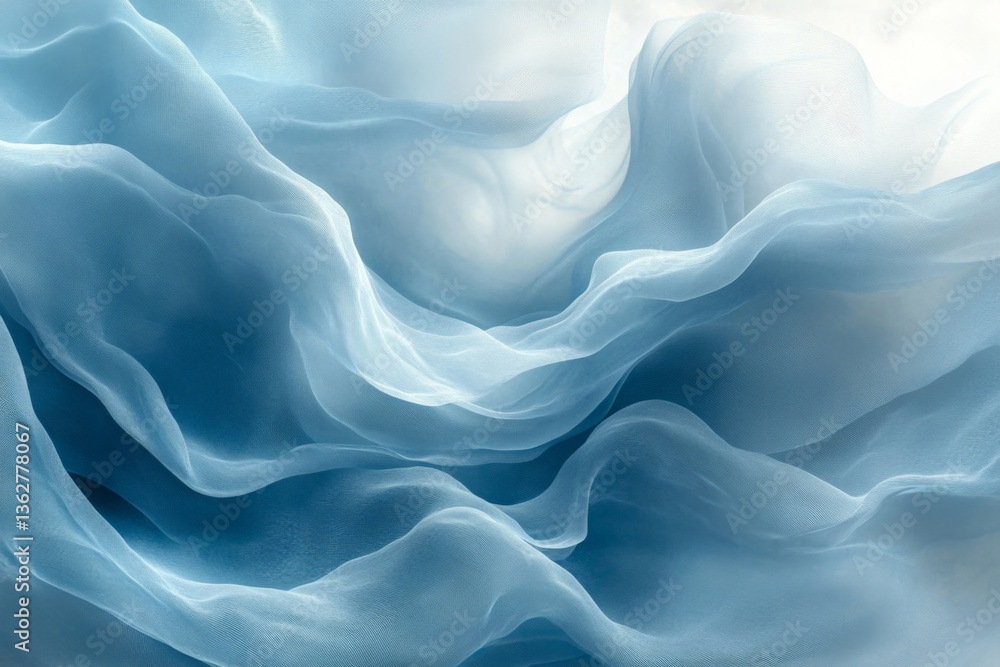 Fototapete soft blue fabric waves create an ethereal and calming atmosphere in an abstract design