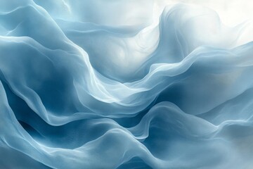Obraz premium Soft blue fabric waves create an ethereal and calming atmosphere in an abstract design