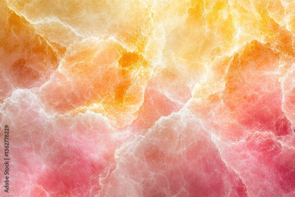 Poster abstract patterns of colorful clouds resembling marble texture in bright yellow and pink hues
