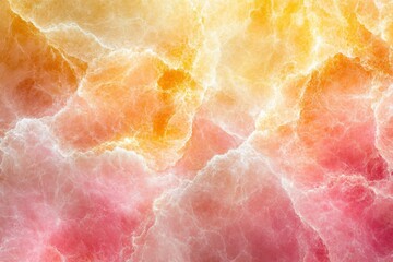Abstract patterns of colorful clouds resembling marble texture in bright yellow and pink hues