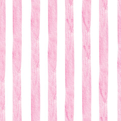 Pastel pink stripe watercolor seamless pattern. Preppy hand drawn background