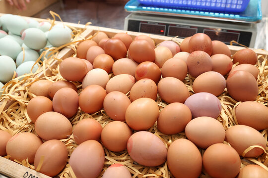 Fresh Chicken Egg on Indonesia Traditional Market Seller