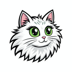 Obraz premium domestic cat head vector drawing flat art