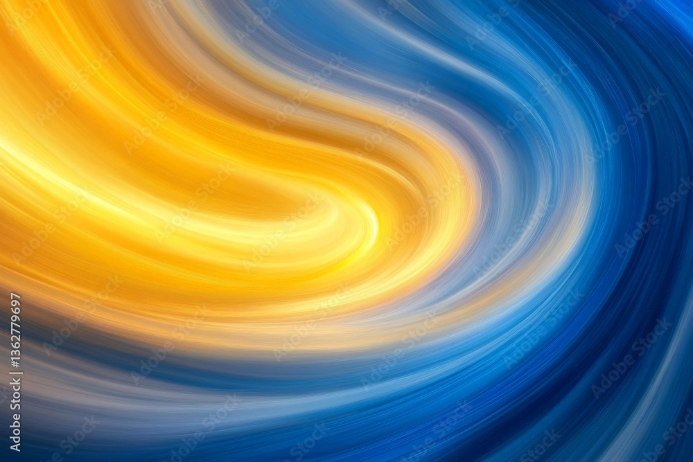 Aufkleber Vibrant swirl of yellow and blue hues creating a dynamic abstract pattern in a continuous flow