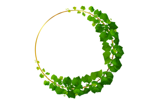 vine frame leaf vine circle Isolate on transparent background PNG file - Powered by Adobe