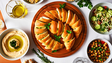 stuffed bread appetizer on wooden board