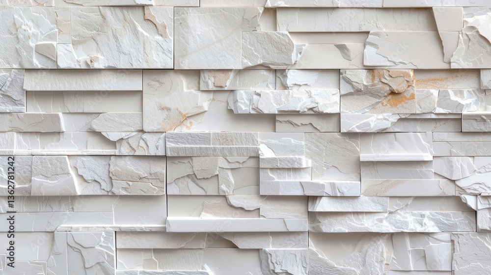 Poster textured white stone wall with intricate patterns and layers