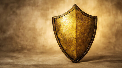Golden shield on textured background