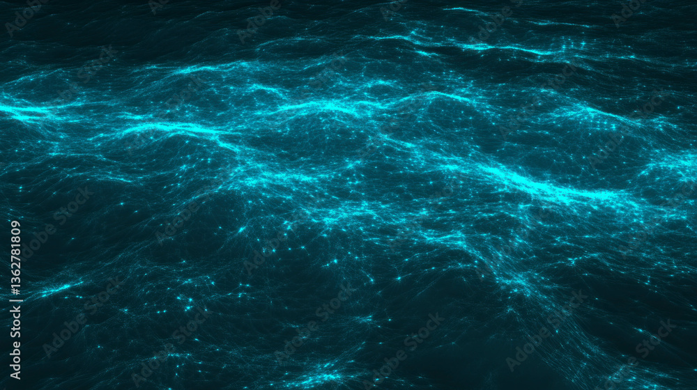 Poster Cyan grunge and contrast overlay texture with chaotic waves for artistic design
