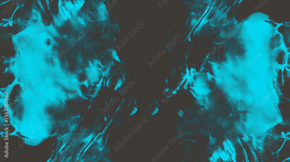Poster abstract cyan grunge texture with chaotic overlay for creative design