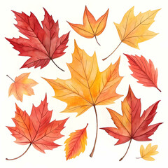 Watercolor Autumn Maple Leaves Pattern