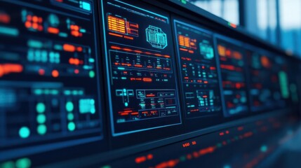 Obraz premium A futuristic AI-powered control panel managing logistics and trade routes