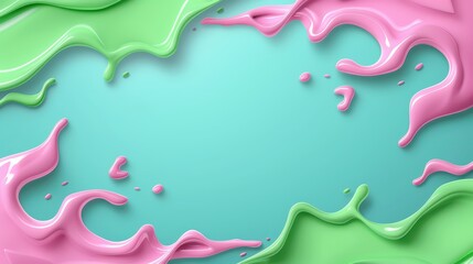 Colorful liquid splashes exploding on vibrant blue background, abstract fluid art