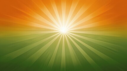 Obraz premium Radiant sunburst on a vibrant green and orange gradient background