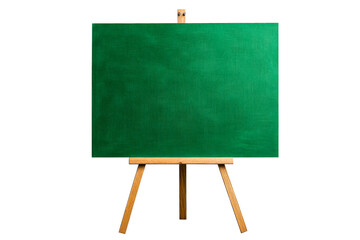 Blank green canvas on easel ready for painting or drawing activity