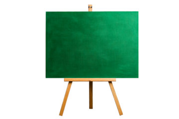 Blank green canvas on easel ready for painting or drawing activity