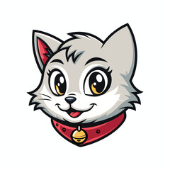 domestic cat head vector drawing flat art