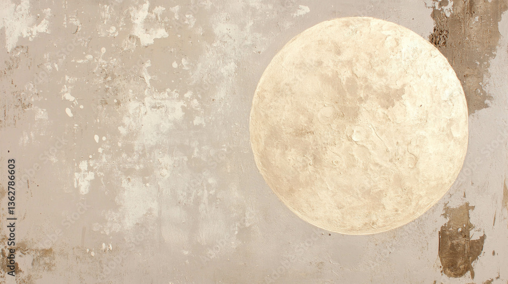 Poster beige moon texture with abstract chaotic background for creative design
