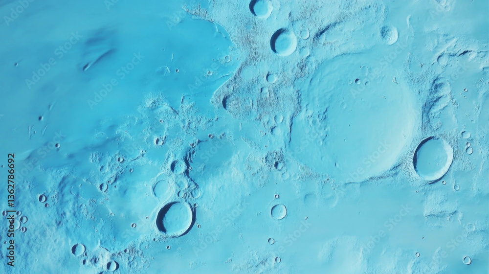 Aufkleber Abstract blue texture with chaotic crater-like patterns and moon-inspired design