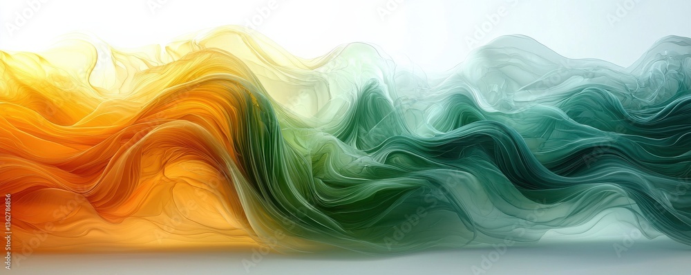 Poster abstract composition of colorful waves in soft flowing motion