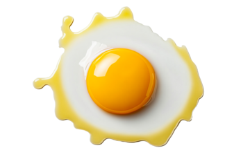 Fried egg with runny yolk on transparent background