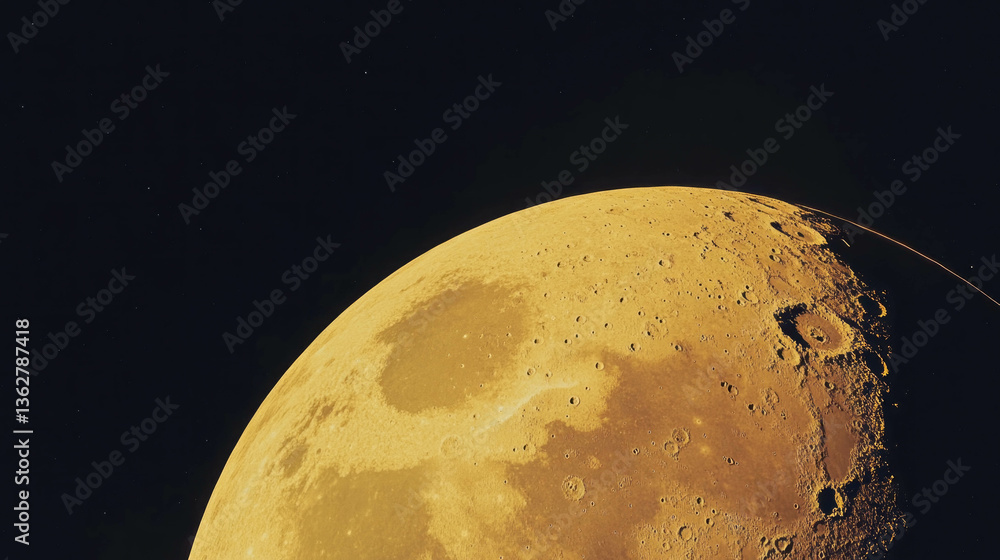 Aufkleber Lunar surface abstract with golden texture and chaotic patterns