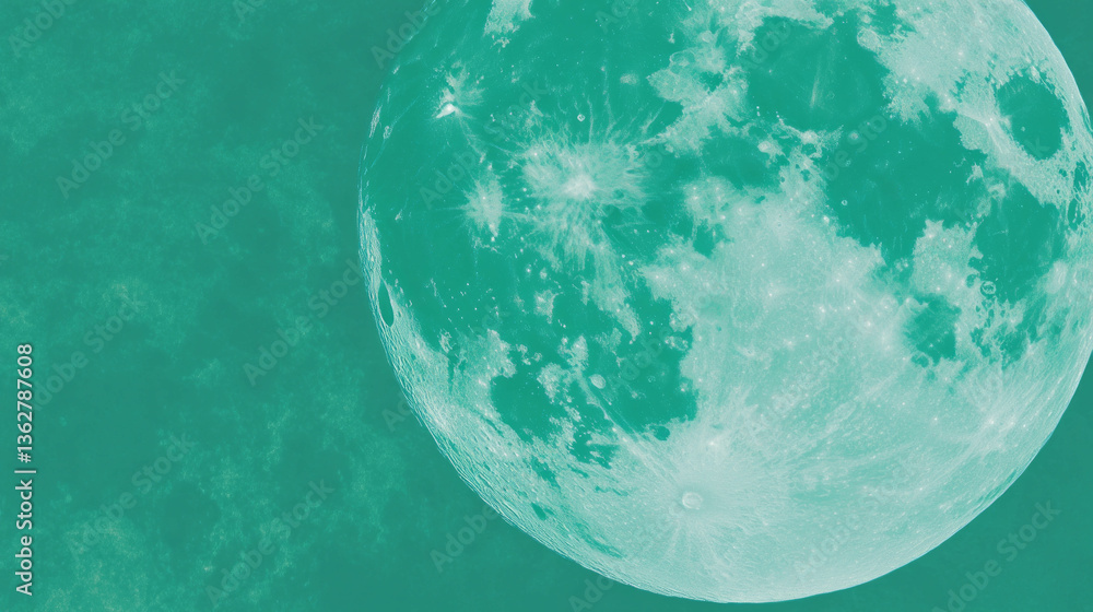 Poster abstract green moon texture with chaotic elements for creative design