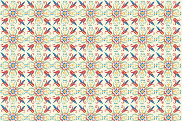Elegant seamless pattern with intricate ornamental tile design, perfect for wallpapers, textiles, and decorative backgrounds.