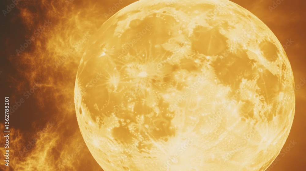 Aufkleber Abstract lunar surface with mustard texture and chaotic elements