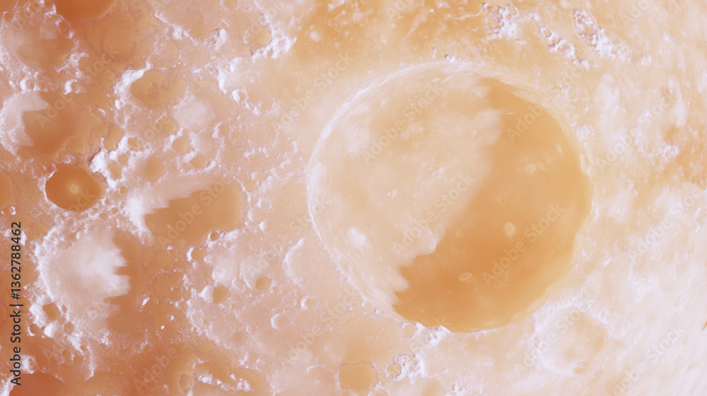 Poster Abstract cosmic peach texture with chaotic moon surface design for creative projects