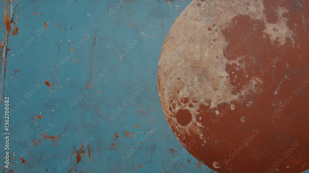 Poster Abstract moon and rust texture art for creative designs