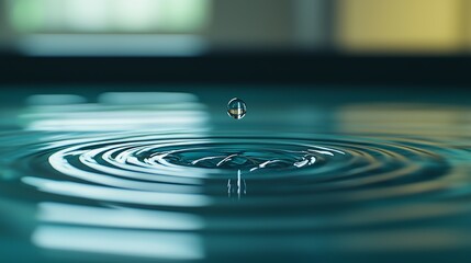 Captivating moment: A water droplet creates mesmerizing concentric ripples