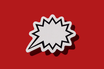 Blank thought bubble on red background