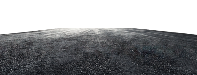 Perspective view of an empty highway surface, isolated on transparent cutout background
