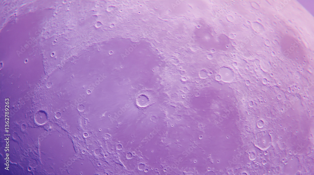 Poster enigmatic moon surface with violet texture and chaotic details