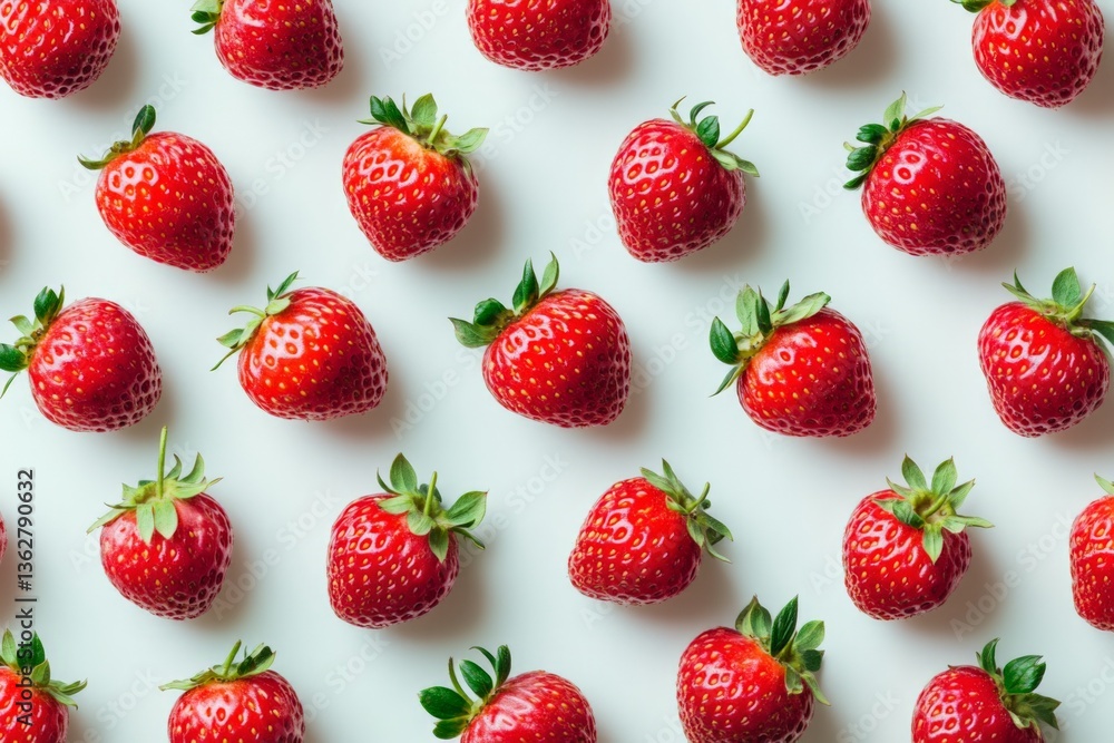 Aufkleber fresh red strawberries arranged uniformly on a white background for culinary presentation or marketi