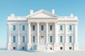 Obraz premium Grand Neoclassical Mansion Exterior White Columns Architectural Details and Formal Steps
