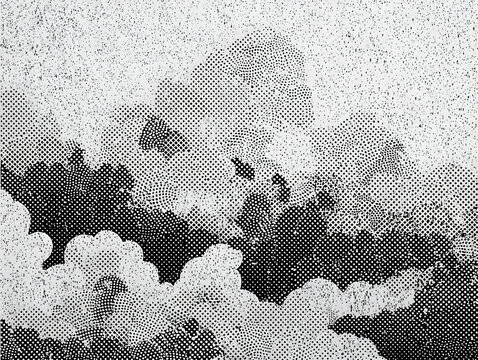 cloud texture halftone with black and white gradient. grunge texture for blend effect, multiply and overlay, paper textured background, high resolution 