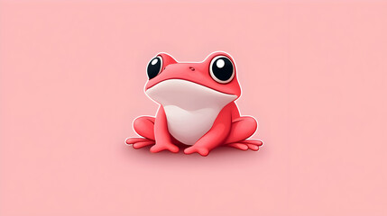Obraz premium Cute Pink Cartoon Frog on Pink Background