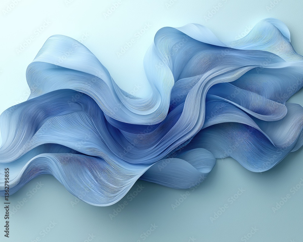 Poster abstract flowing blue waves on a soft background creating a serene atmosphere