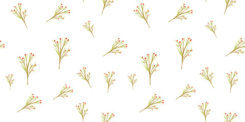 seamless flowers pattern white simple natural background
