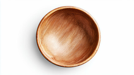 Wooden bowl on white background for kitchen and culinary design