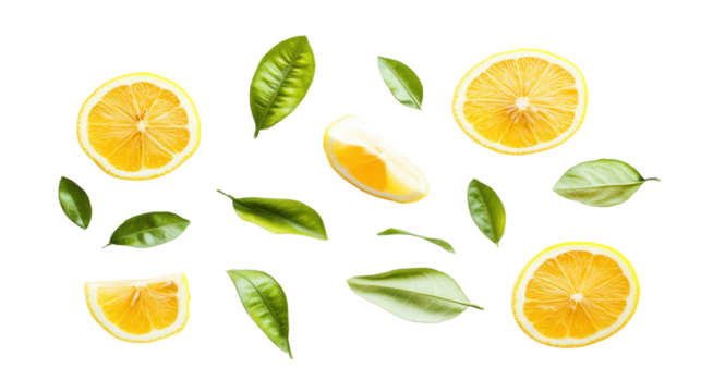 A close up of a bunch of oranges and green leaves