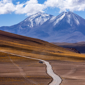 Empty highway through Atacama Desert