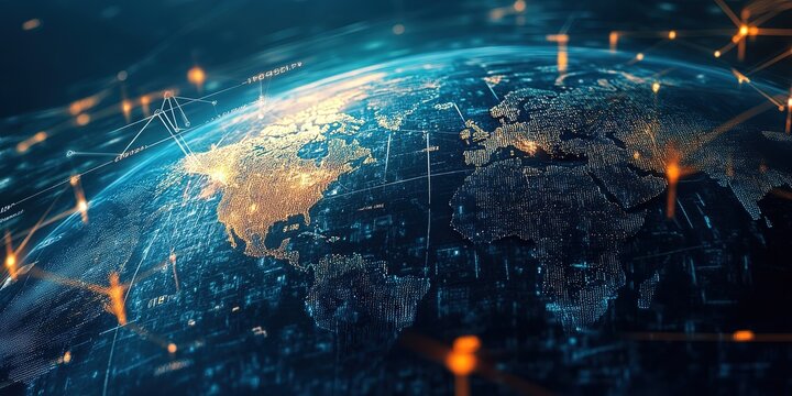 Global financial connectivity Network, seamless currency exchange and cross border money transfers visualized through a network, 32k Resolution