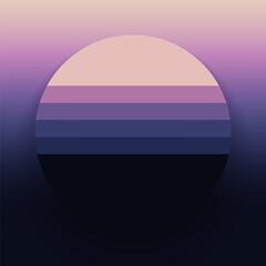 Circle with striped lines on gradient background. Abstract circle with pastel colors and shadow. Art design form. Vector illustration