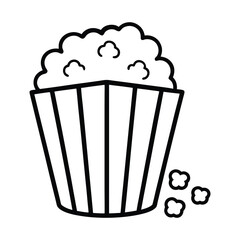 Simple black and white popcorn in a striped container.