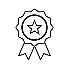 Fototapeta premium Simple Line Art Award Icon with Star and Ribbon