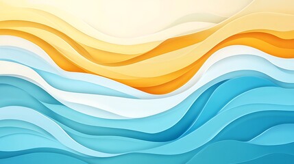 Fototapeta premium Ocean Waves and Sandy Beach: Vibrant Summer Paper Cut Illustration AI Generated